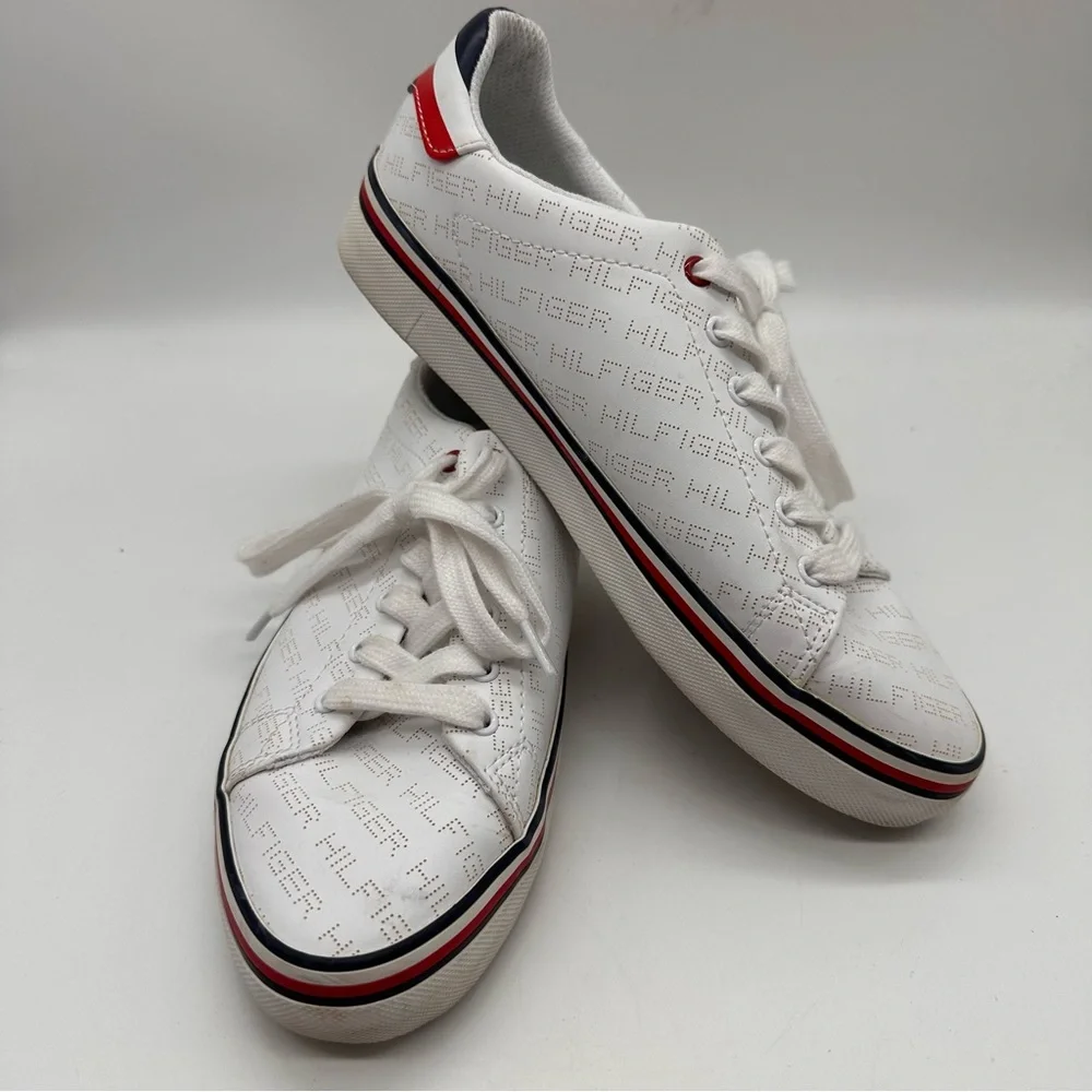 Tommy Hilfiger Falconer Perforated Leather Logo Sneakers 8.5